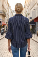 JOY BUBBLE SLEEVE DETACHABLE SCARF BLOUSE