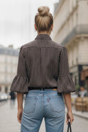 JOY BUBBLE SLEEVE DETACHABLE SCARF BLOUSE