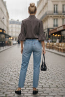 JOY BUBBLE SLEEVE DETACHABLE SCARF BLOUSE