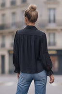 MILA LACE INSERT LONG SLEEVE BLOUSE