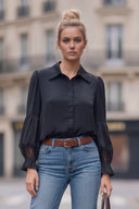 MILA LACE INSERT LONG SLEEVE BLOUSE