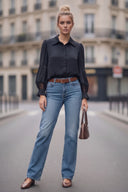 MILA LACE INSERT LONG SLEEVE BLOUSE