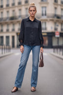 MILA LACE INSERT LONG SLEEVE BLOUSE