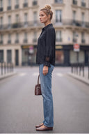 MILA LACE INSERT LONG SLEEVE BLOUSE