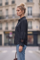 MILA LACE INSERT LONG SLEEVE BLOUSE