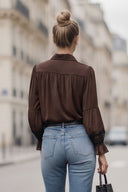 MILA LACE INSERT LONG SLEEVE BLOUSE