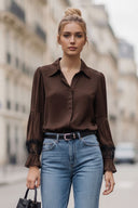 MILA LACE INSERT LONG SLEEVE BLOUSE