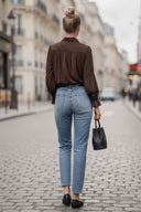 MILA LACE INSERT LONG SLEEVE BLOUSE