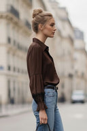 MILA LACE INSERT LONG SLEEVE BLOUSE
