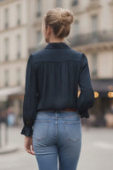 MILA LACE INSERT LONG SLEEVE BLOUSE