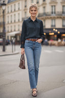 MILA LACE INSERT LONG SLEEVE BLOUSE