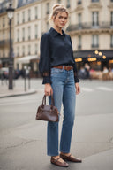 MILA LACE INSERT LONG SLEEVE BLOUSE