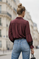 MILA LACE INSERT LONG SLEEVE BLOUSE