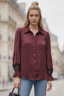 MILA LACE INSERT LONG SLEEVE BLOUSE