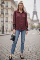 MILA LACE INSERT LONG SLEEVE BLOUSE