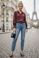 MILA LACE INSERT LONG SLEEVE BLOUSE