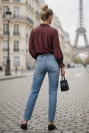 MILA LACE INSERT LONG SLEEVE BLOUSE