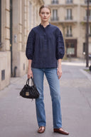 SOPHIE TEXTURED PLEAT DETAIL 3/4 SLEEVE BLOUSE