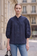 SOPHIE TEXTURED PLEAT DETAIL 3/4 SLEEVE BLOUSE