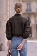 SOPHIE TEXTURED PLEAT DETAIL 3/4 SLEEVE BLOUSE