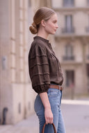 SOPHIE TEXTURED PLEAT DETAIL 3/4 SLEEVE BLOUSE