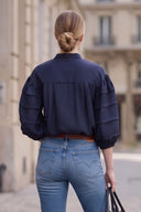 SOPHIE TEXTURED PLEAT DETAIL 3/4 SLEEVE BLOUSE