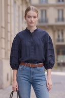 SOPHIE TEXTURED PLEAT DETAIL 3/4 SLEEVE BLOUSE