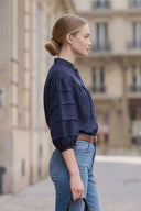 SOPHIE TEXTURED PLEAT DETAIL 3/4 SLEEVE BLOUSE