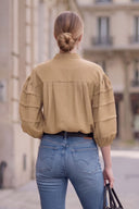 SOPHIE TEXTURED PLEAT DETAIL 3/4 SLEEVE BLOUSE