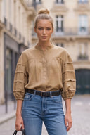 SOPHIE TEXTURED PLEAT DETAIL 3/4 SLEEVE BLOUSE