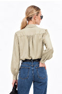 LIVIA DETACHABLE TASSEL SCARF BLOUSE