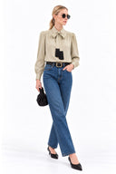 LIVIA DETACHABLE TASSEL SCARF BLOUSE