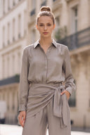LIVIA DETACHABLE TASSEL SCARF BLOUSE