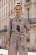 LIVIA DETACHABLE TASSEL SCARF BLOUSE