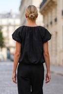 SYLVIE FRONT ZIP BUBBLE BLOUSE