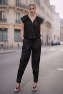 SYLVIE FRONT ZIP BUBBLE BLOUSE