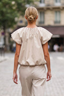 SYLVIE FRONT ZIP BUBBLE BLOUSE
