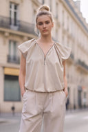 SYLVIE FRONT ZIP BUBBLE BLOUSE
