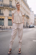 SYLVIE FRONT ZIP BUBBLE BLOUSE