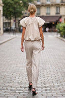 SYLVIE FRONT ZIP BUBBLE BLOUSE
