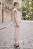 SYLVIE FRONT ZIP BUBBLE BLOUSE
