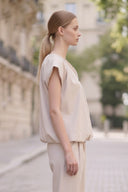 SYLVIE FRONT ZIP BUBBLE BLOUSE