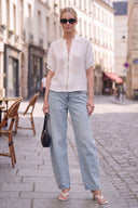 LILY WEAVE GAUZE ZIP UP BLOUSE