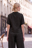 LILY WEAVE GAUZE ZIP UP BLOUSE