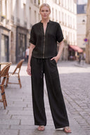 LILY WEAVE GAUZE ZIP UP BLOUSE