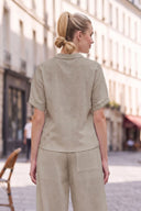 LILY WEAVE GAUZE ZIP UP BLOUSE