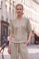 LILY WEAVE GAUZE ZIP UP BLOUSE