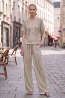 LILY WEAVE GAUZE ZIP UP BLOUSE