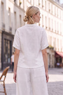 LILY WEAVE GAUZE ZIP UP BLOUSE