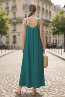 POM-POM MAXI SLEEVELESS DRESS